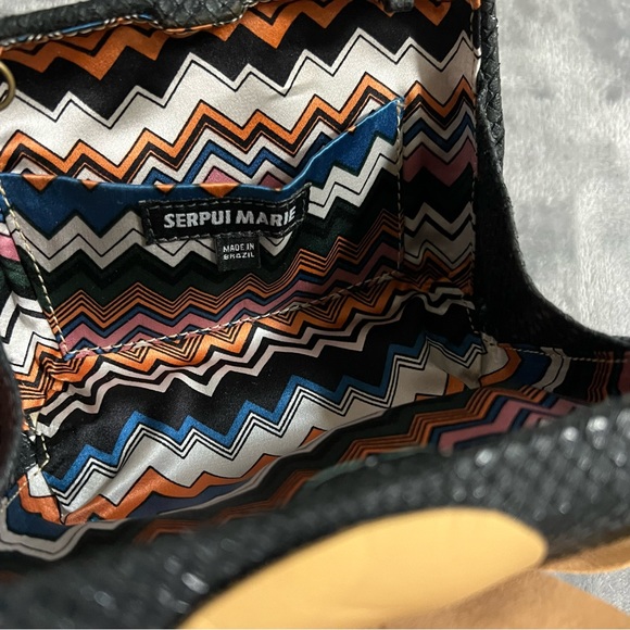 Serpui Maria Clutch with Large Leather Flower 6 x 5 x 2 Black and Cream - Picture 13 of 16